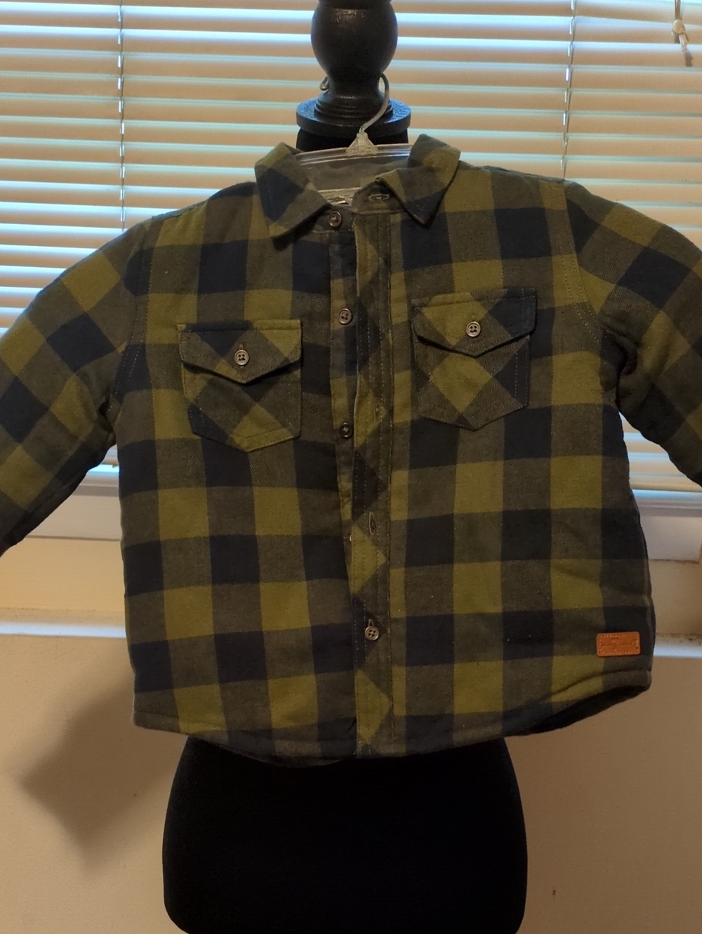 7 For All Mankind Green & Black Plaid Button-Up L/Sleeve Shirt Jacket 3T